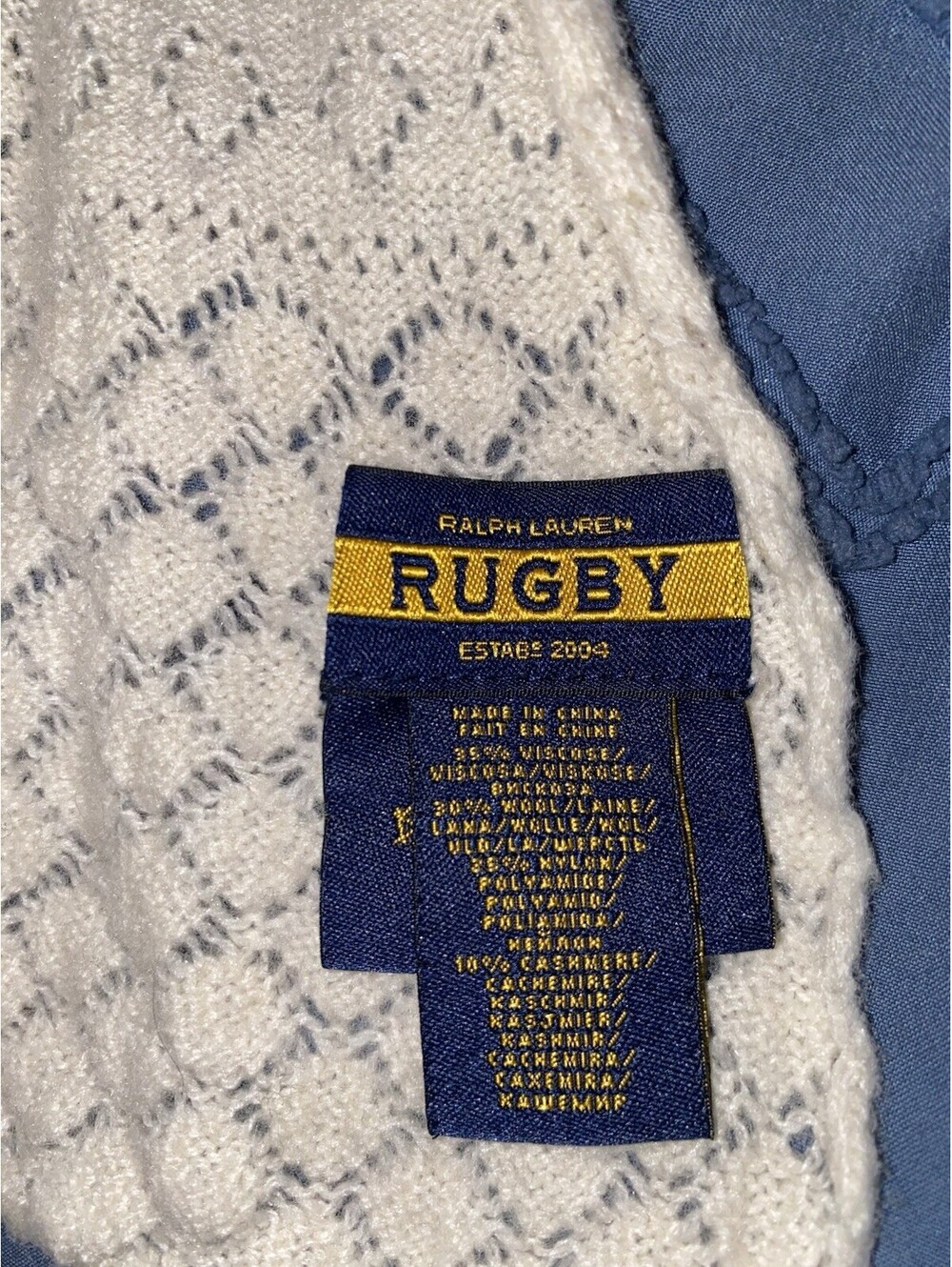 Ralph Lauren Rugby Women’s Scarf 30% Wool Vintage One Size beige Unisex - Picture 6 of 8